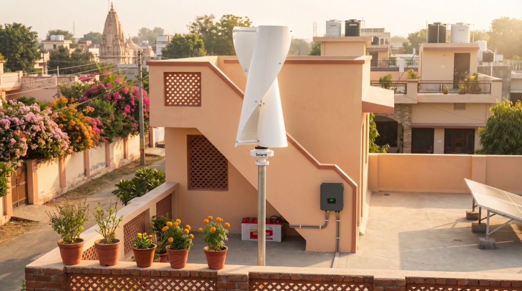 Solario 1.5kVA vertical axis wind turbine for a 24V home system