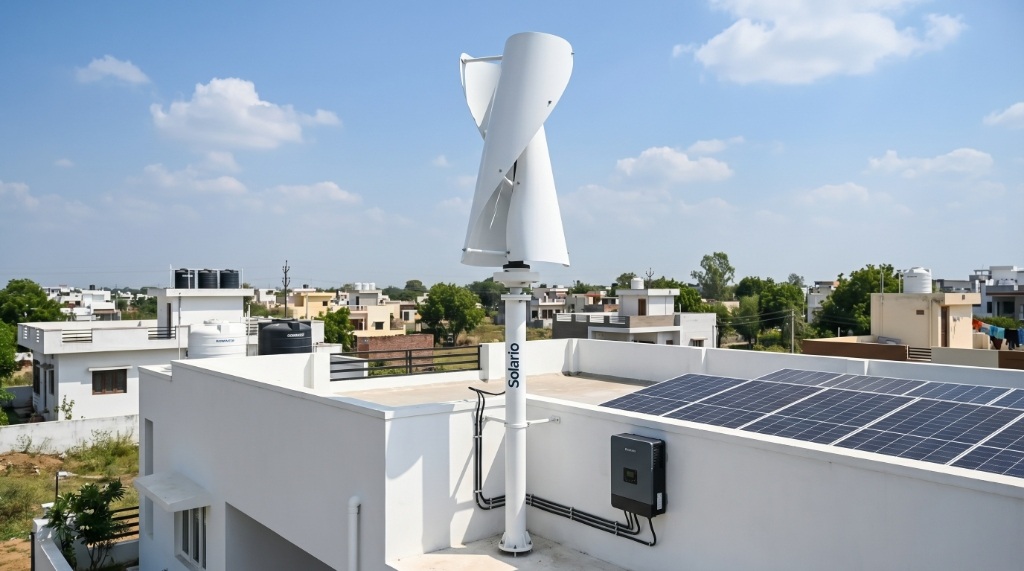 Solario 1kVA vertical axis wind turbine for a home rooftop